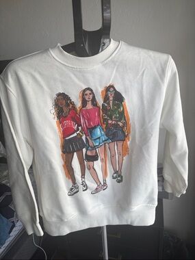 Zara White Crewneck Sweatshirt